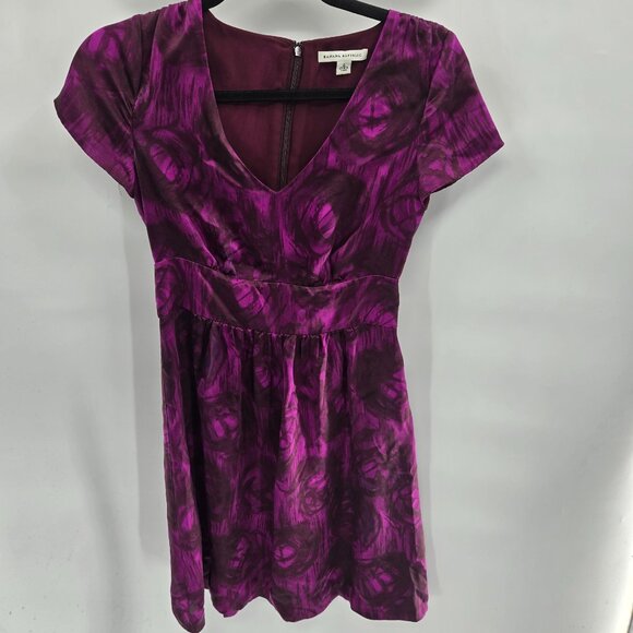 Banana Republic Bright Purple V-Neck Midi Silk Dress Size 0 - Picture 1 of 12